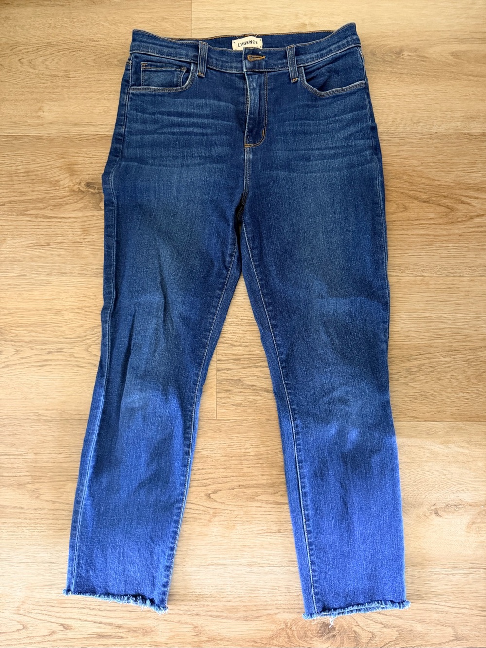 L'AGENCE Dark Blue High-Rise Cropped Slim Jeans